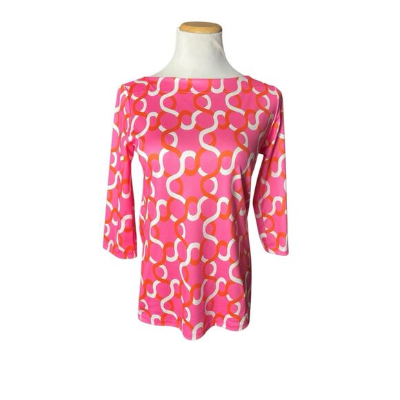 Whimsy Rose SPF‎ Boat Neck Pink Floral Summer Shirt Small - Picture 1 of 5